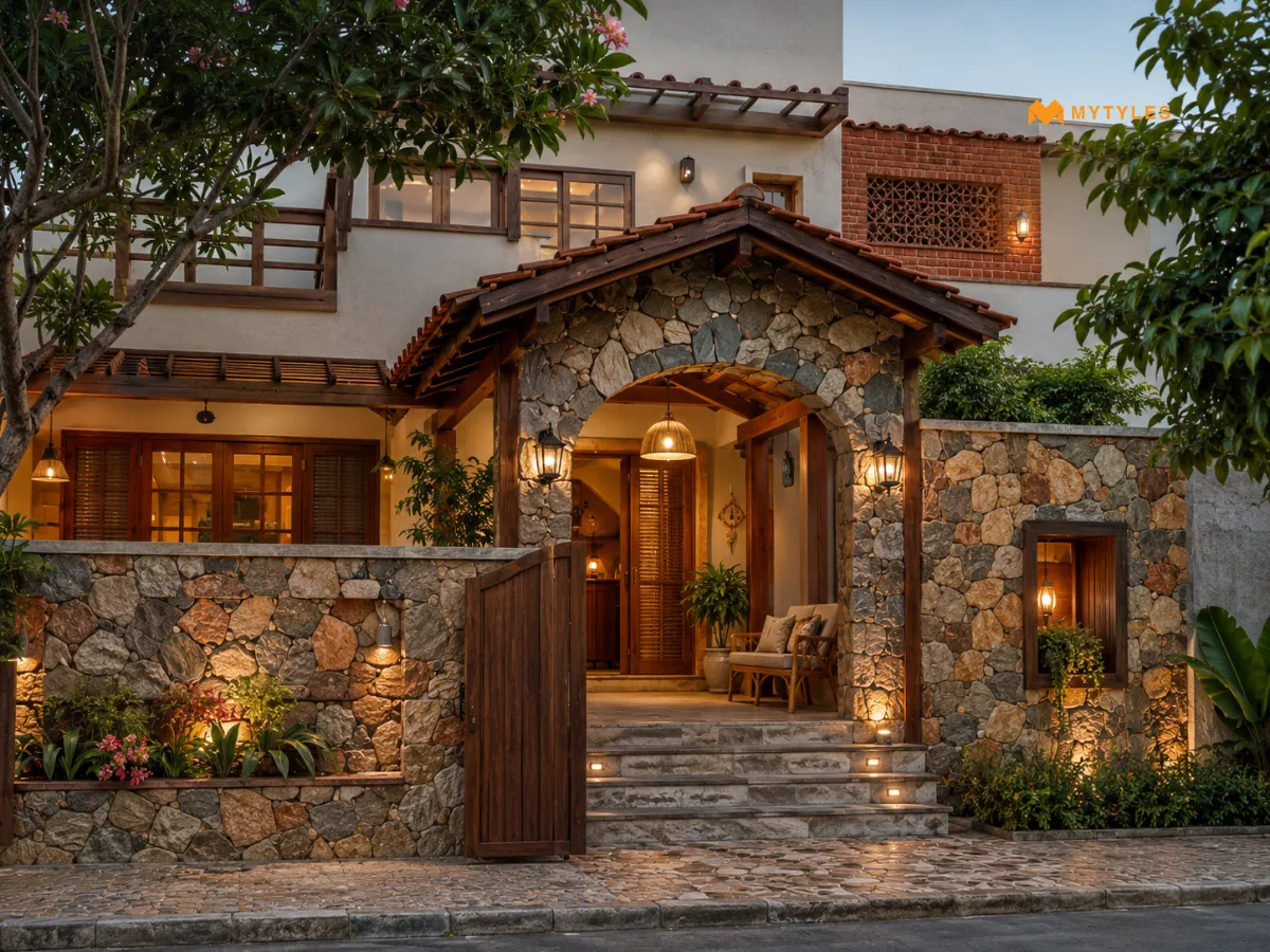 Rustic Stone Cladding with Mixed Textures